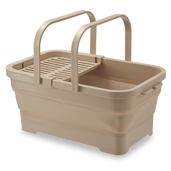 おりたためるバスケット15L ちょい置きトレー付 ベージュ