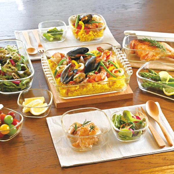 ハリオ スタッキング耐熱ガラスコンテナ スクエア7個セット